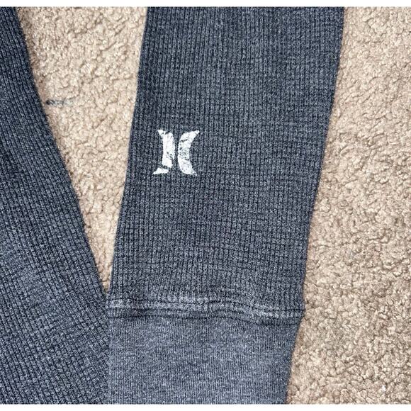 Men’s Small Hurley Long Sleeve Dark Gray Waffle Knit Logo Shirt - Picture 4 of 6